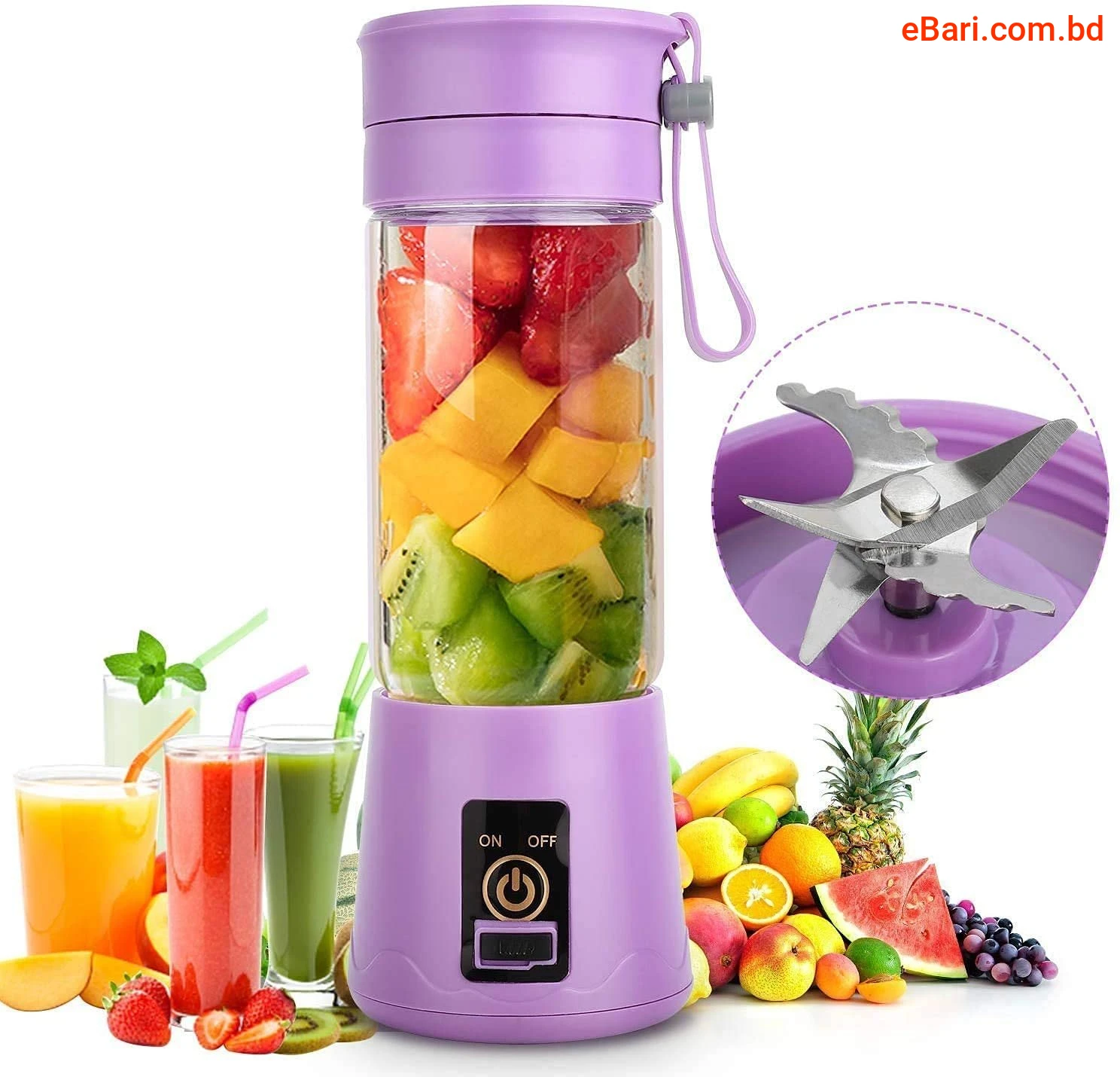 Mini USB Rechargeable Portable Electric Fruit Juicer Blender Machine