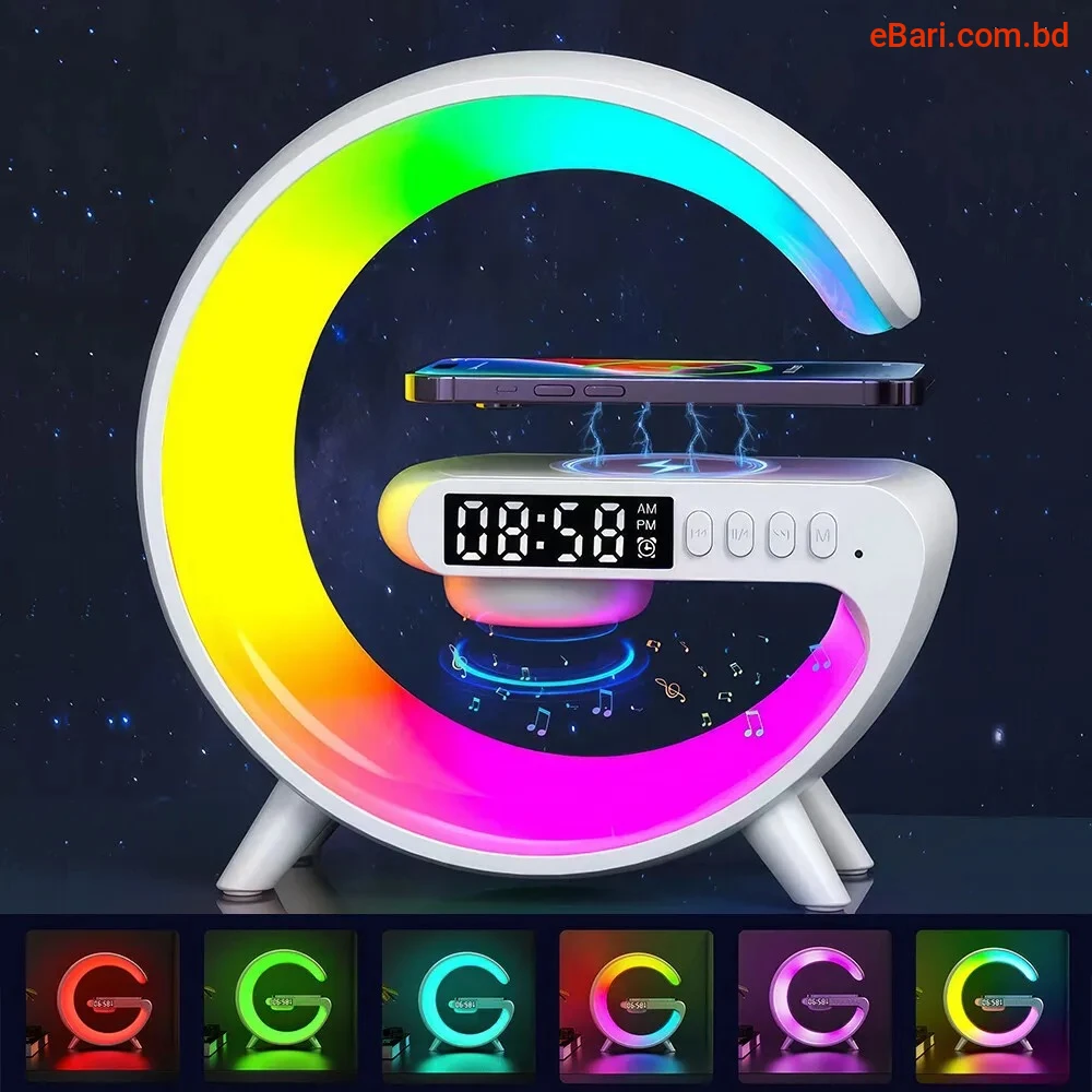 Smart G63 G-Shape Table Lamp with Wireless Charger Alarm Clock